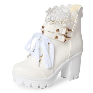 Foto 1 | Foto 1 | Botines Con Plataforma Meotina Botas Gruesas Blancas Para Mujer - Venta Internacional.