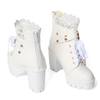 Foto 3 | Foto 3 | Botines Con Plataforma Meotina Botas Gruesas Blancas Para Mujer - Venta Internacional.