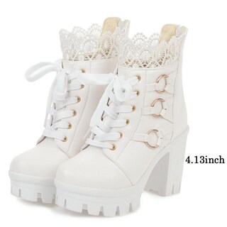 Foto 2 | Foto 2 | Botas Con Plataforma Meotina Goth Combat Chunky Heel White Women - Venta Internacional.