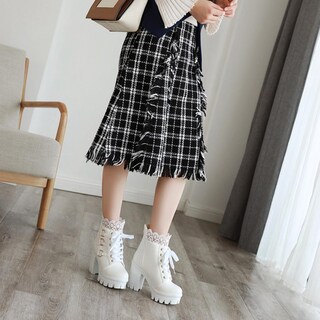 Foto 7 | Foto 7 | Botas Con Plataforma Meotina Goth Combat Chunky Heel White Women - Venta Internacional.