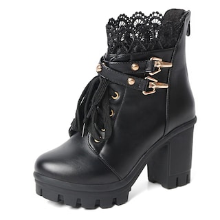 Foto 1 | Foto 1 | Botas Con Plataforma Meotina Botines Negros Con Tacón Grueso Para Mujer - Venta Internacional.