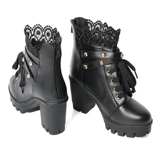 Foto 4 | Foto 4 | Botas Con Plataforma Meotina Botines Negros Con Tacón Grueso Para Mujer - Venta Internacional.
