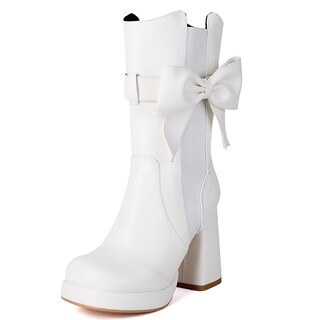 Foto 1 | Foto 1 | Botines Foremode De Piel Gótica Con Tacón Ancho Con Tachuelas Blancas - Venta Internacional.