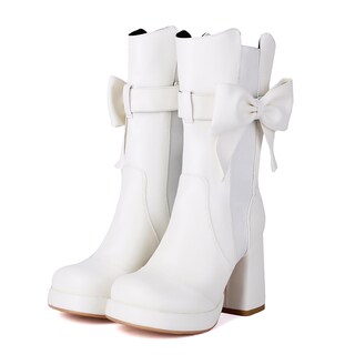 Foto 2 | Foto 2 | Botines Foremode De Piel Gótica Con Tacón Ancho Con Tachuelas Blancas - Venta Internacional.