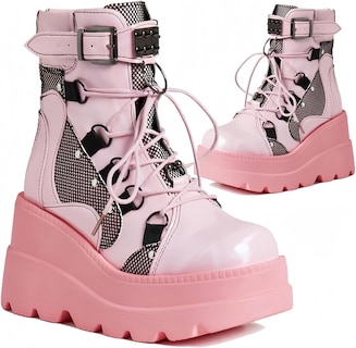 Foto 1 | Foto 1 | Botas Con Plataforma Macvise Para Mujer Tacón Alto Grueso 9 Cm Color Rosa - Venta Internacional.