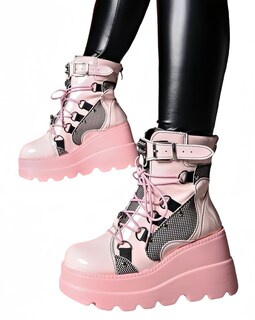 Foto 4 | Foto 4 | Botas Con Plataforma Macvise Para Mujer Tacón Alto Grueso 9 Cm Color Rosa - Venta Internacional.