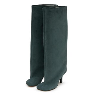 Foto 1 | Foto 1 | Botas Hasta La Rodilla Yishaweiqi De Gamuza Verde Con Tacón De Aguja Para Mujer - Venta Internacional.
