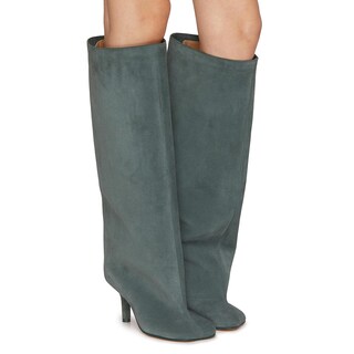 Foto 2 | Foto 2 | Botas Hasta La Rodilla Yishaweiqi De Gamuza Verde Con Tacón De Aguja Para Mujer - Venta Internacional.