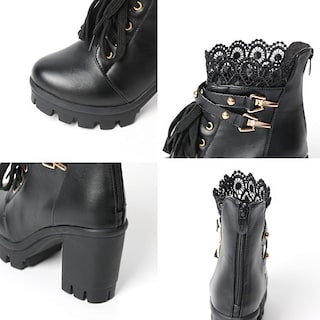 Foto 7 | Foto 7 | Botas Con Plataforma Meotina Botines Negros Con Tacón Grueso Para Mujer - Venta Internacional.