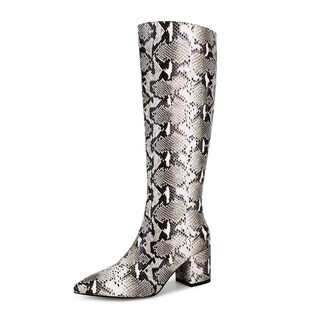 Foto 1 | Foto 1 | Botas Wetkiss De Piel De Serpiente Hasta La Rodilla Para Mujer Tacón De 6 5 Cm - Venta Internacional.