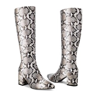 Foto 3 | Foto 3 | Botas Wetkiss De Piel De Serpiente Hasta La Rodilla Para Mujer Tacón De 6 5 Cm - Venta Internacional.