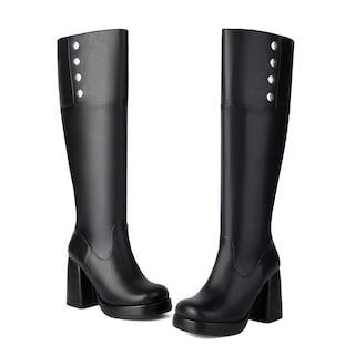 Foto 2 | Foto 2 | Botines Foremode De Piel Gótica Con Tacón Ancho Con Tachuelas Negras - Venta Internacional.