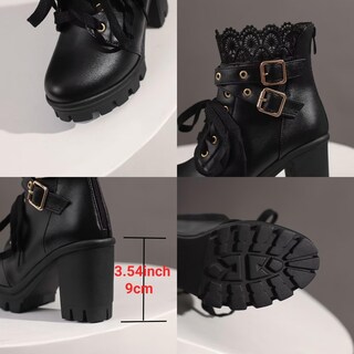 Foto 6 | Foto 6 | Botas Con Plataforma Meotina Goth Lace Hebilla Gothic White 5 - Venta Internacional.