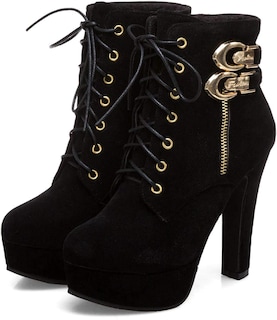 Foto 1 | Foto 1 | Botas Foremode Para Mujer Otoño Con Cordones Y Hebilla En El Tobillo Negras - Venta Internacional.