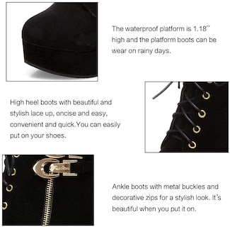 Foto 3 | Foto 3 | Botas Foremode Para Mujer Otoño Con Cordones Y Hebilla En El Tobillo Negras - Venta Internacional.