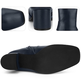 Foto 3 | Foto 3 | Botines Perphy De Tacón Grueso Azul Oscuro De Piel Sintética Para Mujer - Venta Internacional.