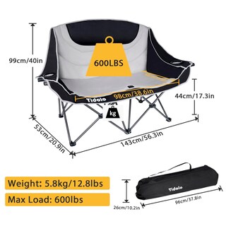 Foto 3 | Foto 3 | Silla De Camping Tidolo Doble De Gran Tamaño Para 2 Adultos 600 Libras - Venta Internacional.