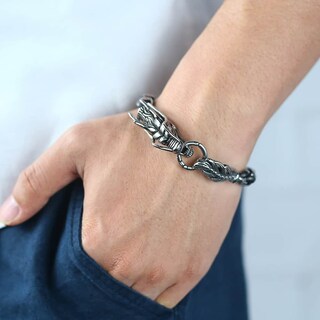 Foto 2 | Foto 2 | Pulsera Davieslee Dragon Head De Acero Inoxidable Para Hombre - Venta Internacional.