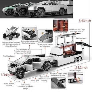 Foto 2 | Foto 2 | Remolque Tipo Camión De Juguete Fundido A Presión 1:24 Erock Rv Green - Venta Internacional.