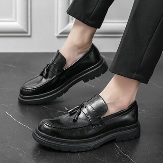 Foto 4 | Foto 4 | Mocasines Sin Cordones Con Plataforma Y Borlas De Cuero Para Hombre Zapatos Marrones - Venta Internacional.