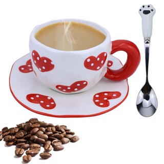 Foto 1 | Foto 1 | Juego De Tazas De Café Disoza Cute Red Hearts 250 Ml Cerámica Con Platillo - Venta Internacional.