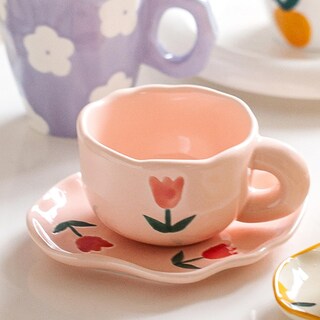 Foto 7 | Foto 7 | Juego De Tazas De Café Disoza Cute Pink Tulip Con Platillo 250 Ml Cerámica - Venta Internacional.