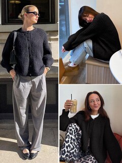 Foto 6 | Foto 6 | Jersey Tipo Cárdigan Ykr Para Mujer De Punto Grueso Parte Delantera Abierta Negro Talla M - Venta Internacional.
