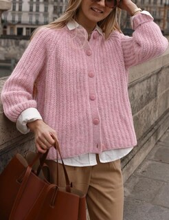 Foto 2 | Foto 2 | Jersey Tipo Cárdigan Vdwip De Punto Grueso Con Botones Rosa Para Mujer - Venta Internacional.