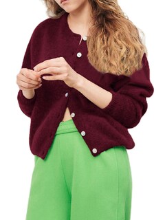 Foto 2 | Foto 2 | Jersey Tipo Cárdigan Bocymolay De Punto Rojo Vino Con Cuello Redondo Para Mujer - Venta Internacional.