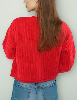 Foto 5 | Foto 5 | Jersey Tipo Cárdigan Zhiyouni Para Mujer Manga Larga Color Rojo Talla M - Venta Internacional.