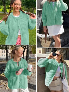 Foto 7 | Foto 7 | Jersey Tipo Cárdigan Ykr Para Mujer Punto Grueso Parte Delantera Abierta Color Verde S - Venta Internacional.