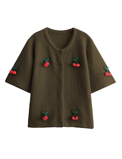 Foto 5 | Foto 5 | Jersey Tipo Cárdigan Tiqoje  Casual  Elegante  De Punto De Cerezo  Para Mujer  Verde Militar - Venta Internacional.