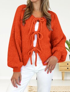 Foto 5 | Foto 5 | Jersey Cardigan Internos Con Pajarita Frontal Y2k  Rojo Grueso  Para Mujer - Venta Internacional.