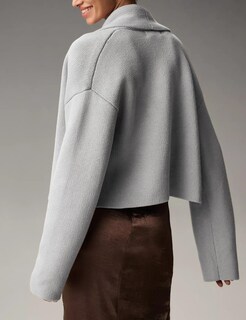 Foto 5 | Foto 5 | Jersey Tipo Cárdigan Wyeysyt  Corto  Con Solapa Extragrande  Gris  Para Mujer - Venta Internacional.