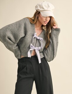 Foto 2 | Foto 2 | Jersey Tipo Cárdigan Esmeling Para Mujer  Corto  Cuello En V  Punto  Gris  Xs - Venta Internacional.