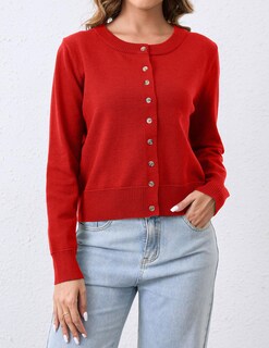 Foto 2 | Foto 2 | Jersey Corto Tipo Cárdigan Ziesexy Con Parte Delantera Abierta Para Mujer Color Rojo - Venta Internacional.