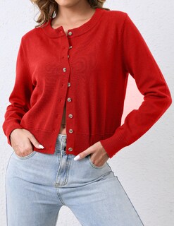 Foto 4 | Foto 4 | Jersey Corto Tipo Cárdigan Ziesexy Con Parte Delantera Abierta Para Mujer Color Rojo - Venta Internacional.