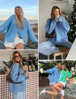 Foto 6 | Foto 6 | Jersey Tipo Cárdigan Vdwip Para Mujer De Punto Grueso Con Botones Azul Talla S - Venta Internacional.