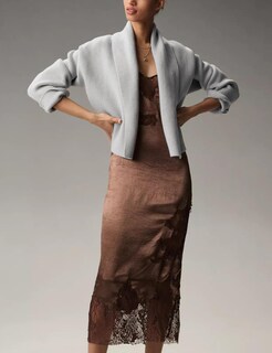 Foto 3 | Foto 3 | Jersey Tipo Cárdigan Wyeysyt Para Mujer  De Punto Grueso  Con Solapa  Gris  Talla M - Venta Internacional.
