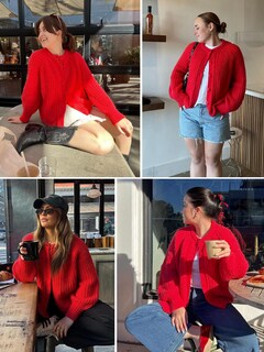 Foto 5 | Foto 5 | Jersey Tipo Cárdigan Ykr Para Mujer De Punto Grueso Parte Delantera Abierta Color Rojo L - Venta Internacional.