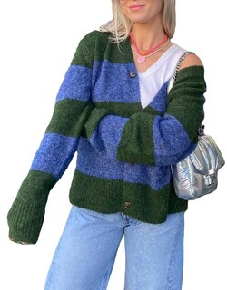 Foto 1 | Foto 1 | Suéter Tipo Cárdigan Yexpine A Rayas Unisex Para Otoño De 2024 - Venta Internacional.