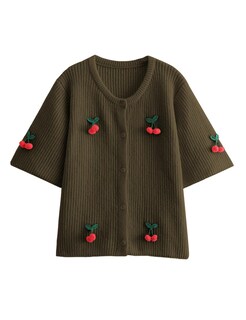 Foto 5 | Foto 5 | Jersey Tipo Cárdigan Tiqoje Casual Elegante De Punto De Cerezo Para Mujer Verde Militar - Venta Internacional.