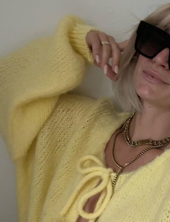 Foto 5 | Foto 5 | Jersey Tipo Cárdigan Vdwip Anudado En La Parte Delantera Y2k Sobredimensionado Amarillo - Venta Internacional.