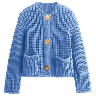 Foto 1 | Foto 1 | Jersey Tipo Cárdigan Arssm Para Mujer De Punto Grueso Con Parte Delantera Abierta Azul - Venta Internacional.