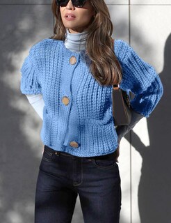 Foto 3 | Foto 3 | Jersey Tipo Cárdigan Arssm Para Mujer De Punto Grueso Con Parte Delantera Abierta Azul - Venta Internacional.