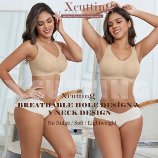 Foto 4 | Foto 4 | Sujetador Con Corte En X Cuello En V Sin Aros Soporte Suave Sin Costuras - Venta Internacional.