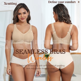 Foto 5 | Foto 5 | Sujetador Con Corte En X Cuello En V Sin Aros Soporte Suave Sin Costuras - Venta Internacional.