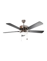 Ventilador De Techo 52'' Acabado Níquel Satinado 5 Aspas Reversibles 1 Luz E27 60w