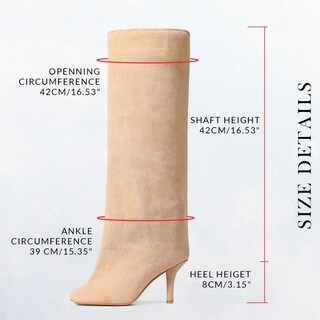 Foto 2 | Foto 2 | Botas Hasta La Rodilla Vomira Gamuza Nude Tacón De Aguja Ancho En La Pantorrilla - Venta Internacional.