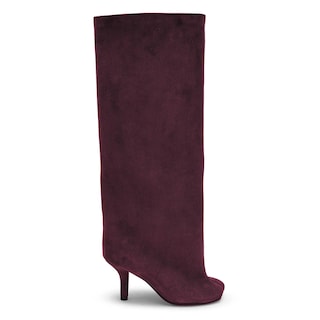 Foto 3 | Foto 3 | Botas Hasta La Rodilla Yishaweiqi De Gamuza Roja Vino Para Mujer Stiletto - Venta Internacional.